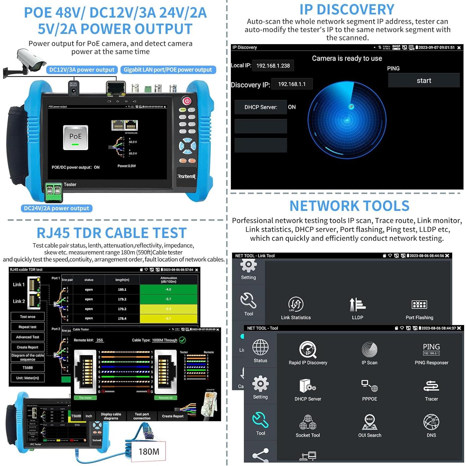 Probador de Cámara CCTV Rsrteng IPC-9800ADHS Pro 8K 32MP