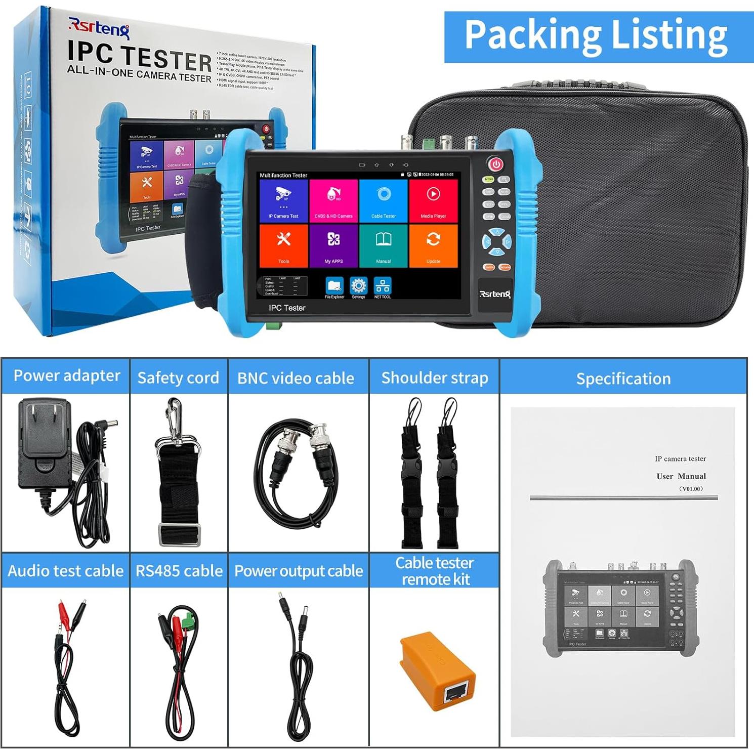 Probador de Cámara CCTV Rsrteng IPC-9800ADHS Pro 8K 32MP