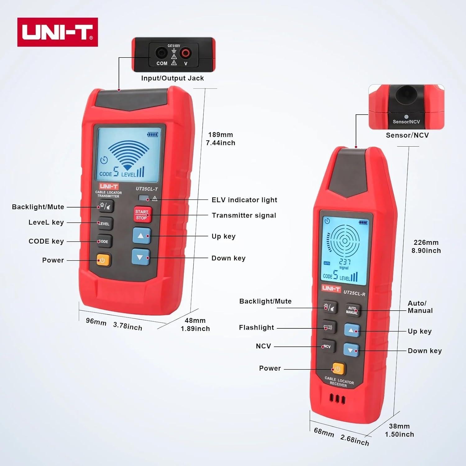 Localizador de Cable UNI-T UT25CL con Detección de Cortocircuitos