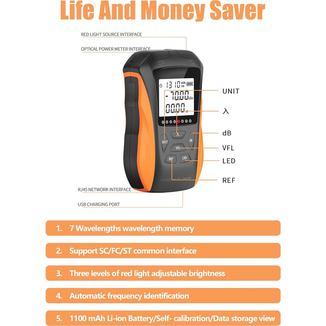Medidor de Potencia Óptica YGGYM Y8 con Localizador de Fallas