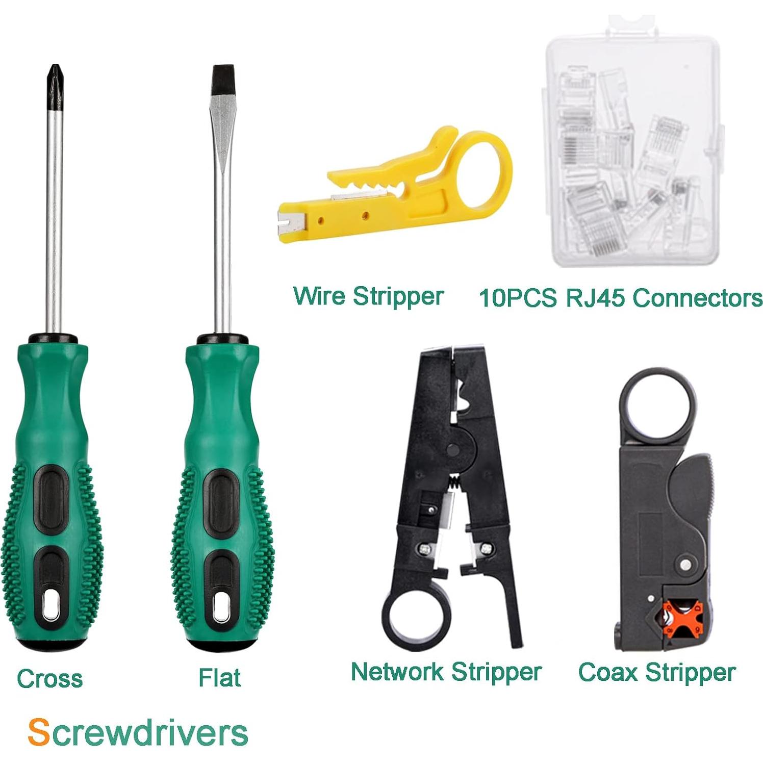 Kit de Herramientas de Red HIIJA 9 en 1 Crimpadora RJ45