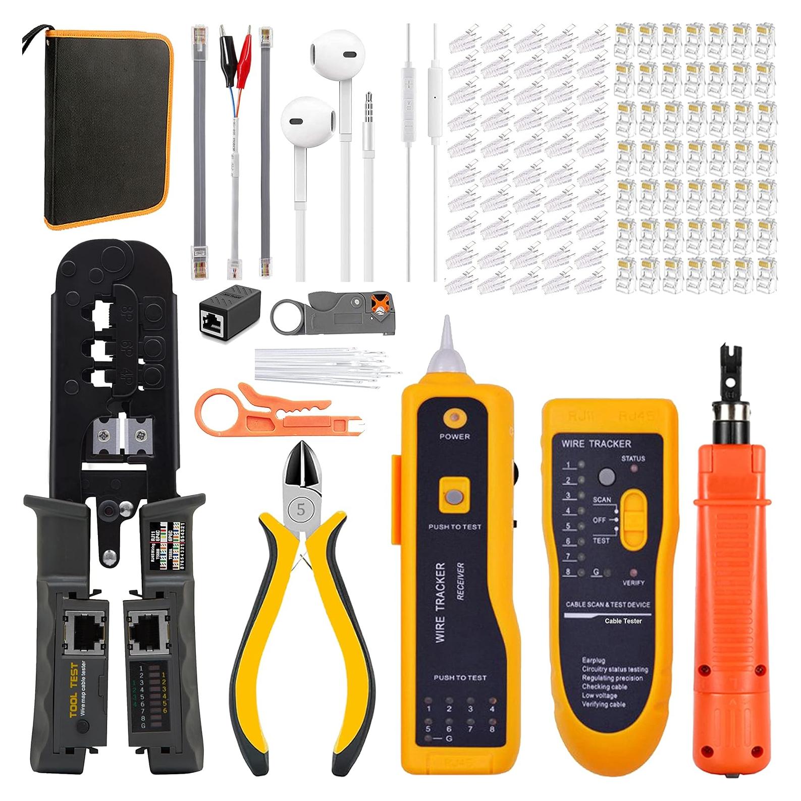 Kit de Herramientas de Crimpado RJ45 LEATBUY-TECH Amarillo