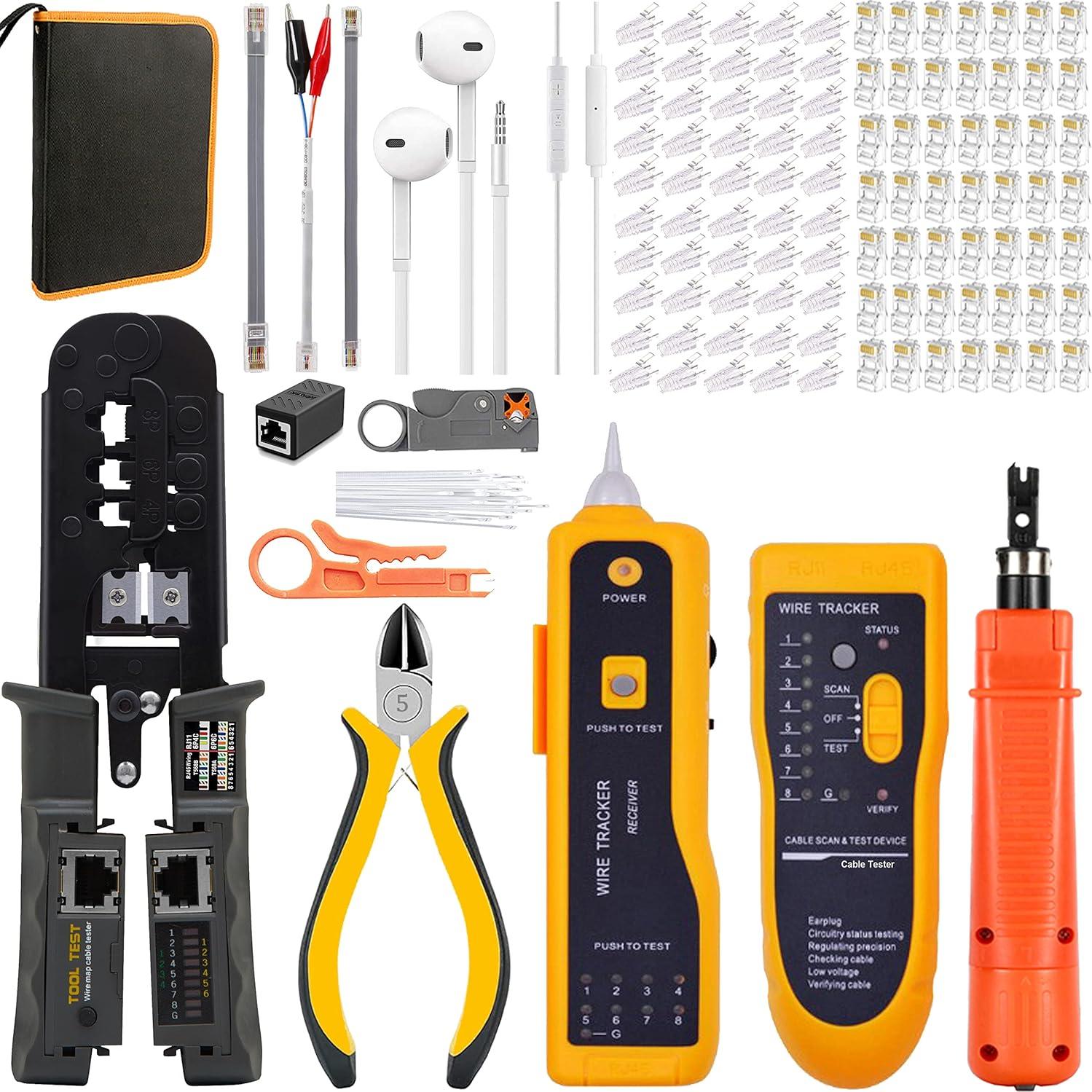 Kit de Herramientas de Crimpado RJ45 LEATBUY-TECH Amarillo