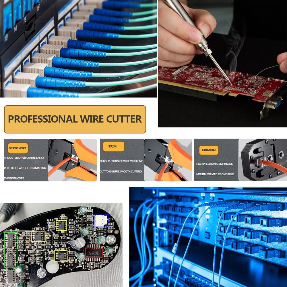 Kit de Crimpado RJ45 LEATBUY-TECH con 50 Conectores y Probador