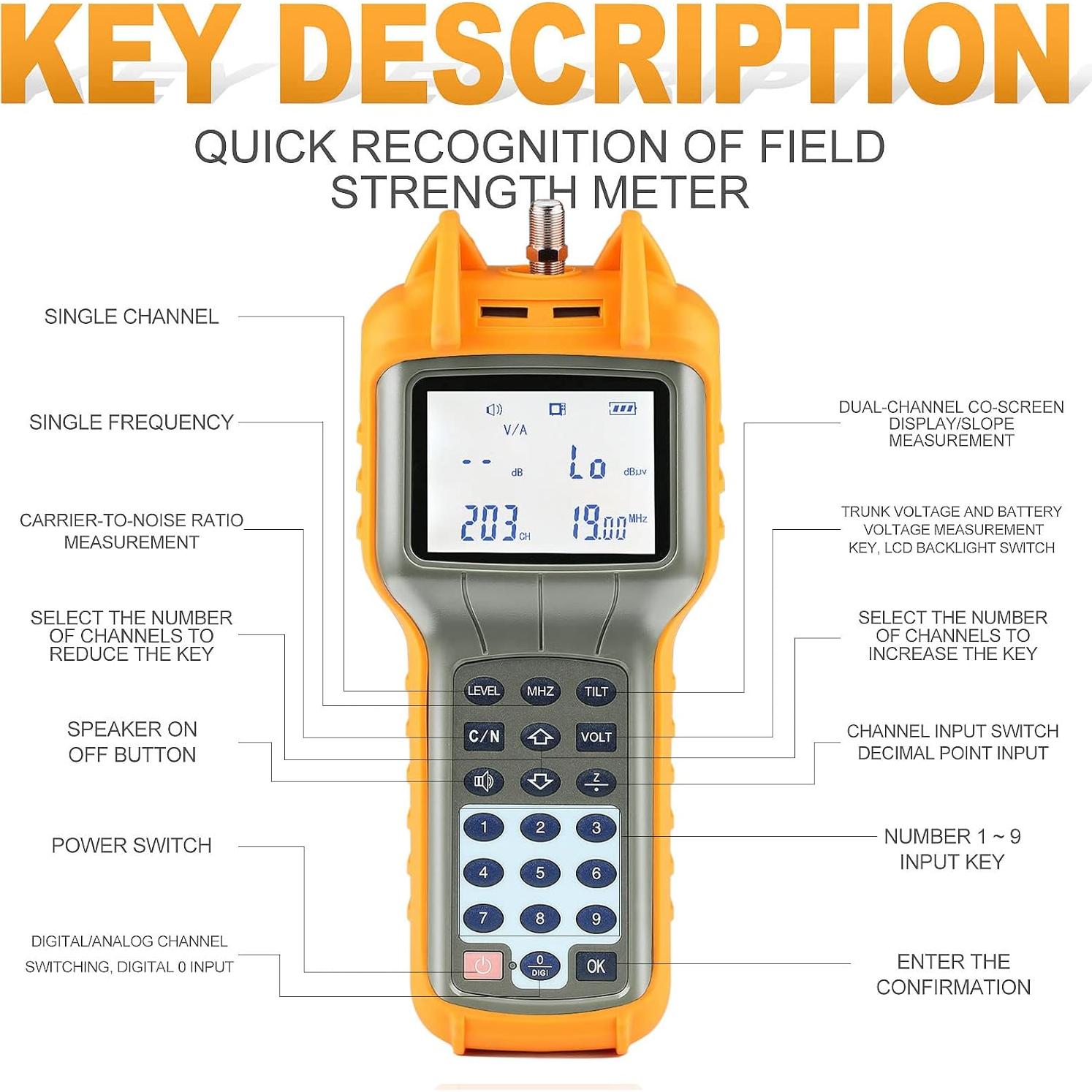 Medidor de Señal de TV AUGOCOM S110 Coaxial 47-870 MHz