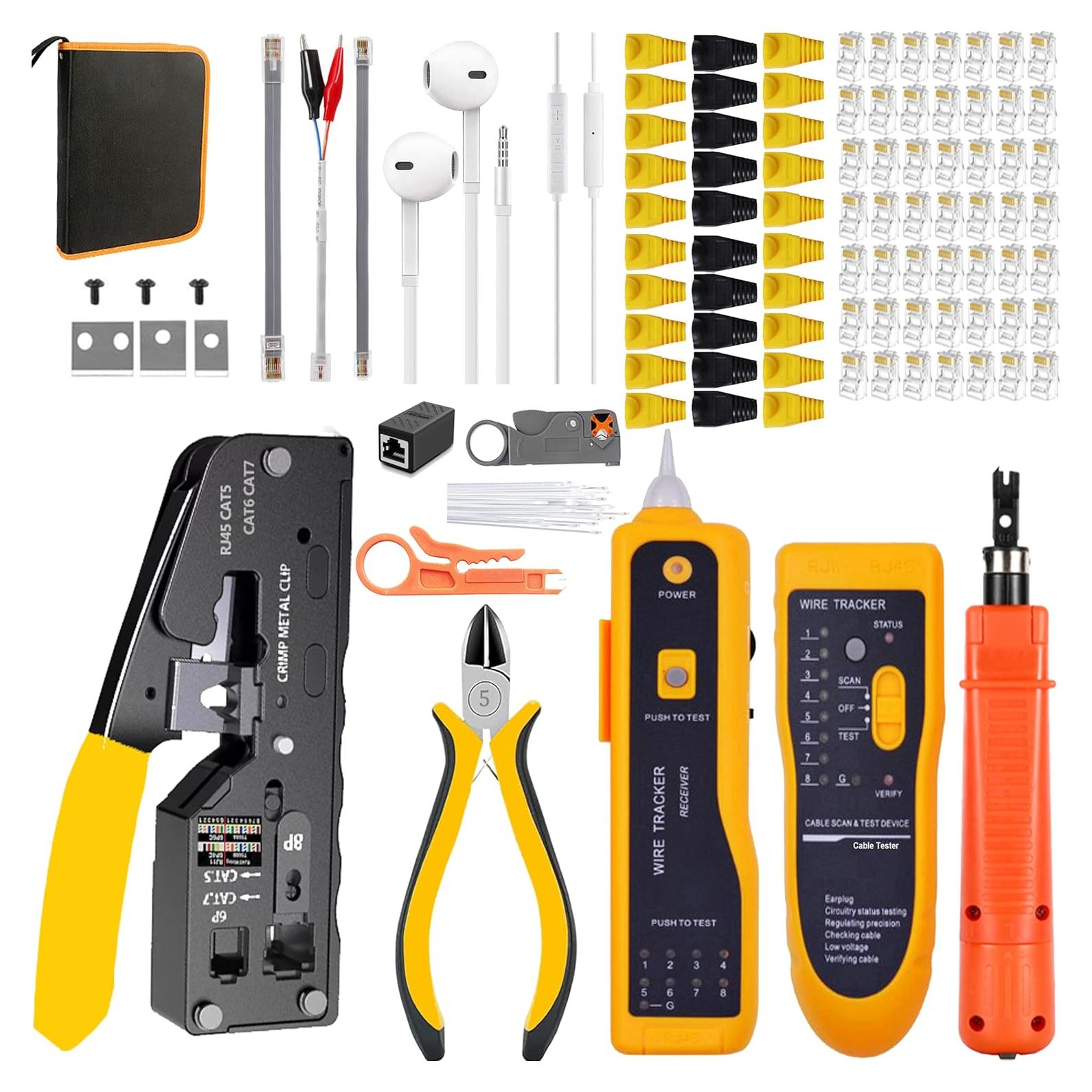 Kit de Crimpado RJ45 LEATBUY-TECH con 50 Conectores y Herramientas