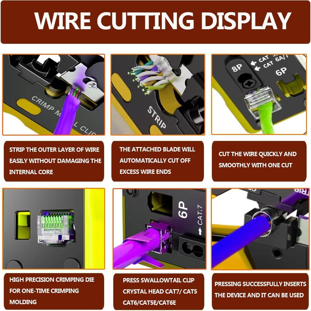 Kit de Crimpado RJ45 LEATBUY-TECH con 50 Conectores y Herramientas