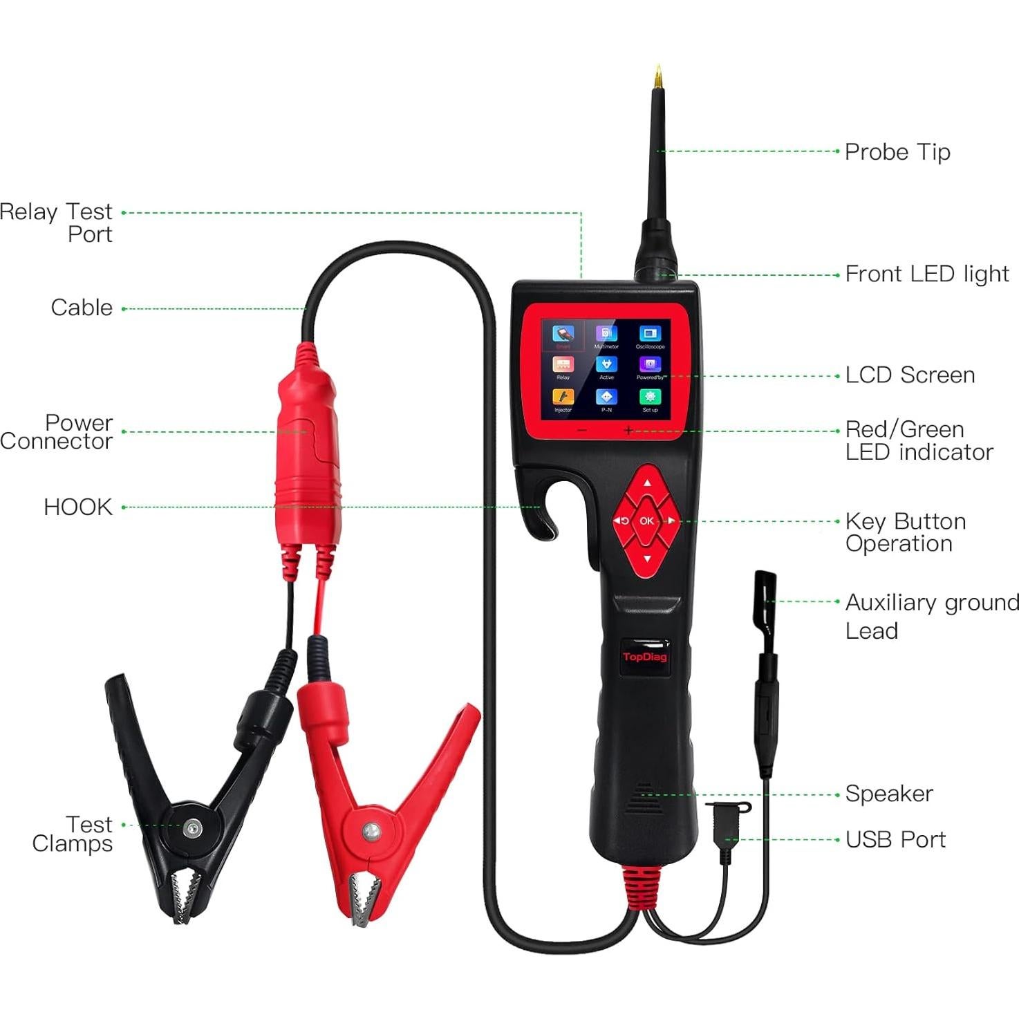 TopDiag P200 Probador de Circuitos Automotriz 9-30V Multímetro