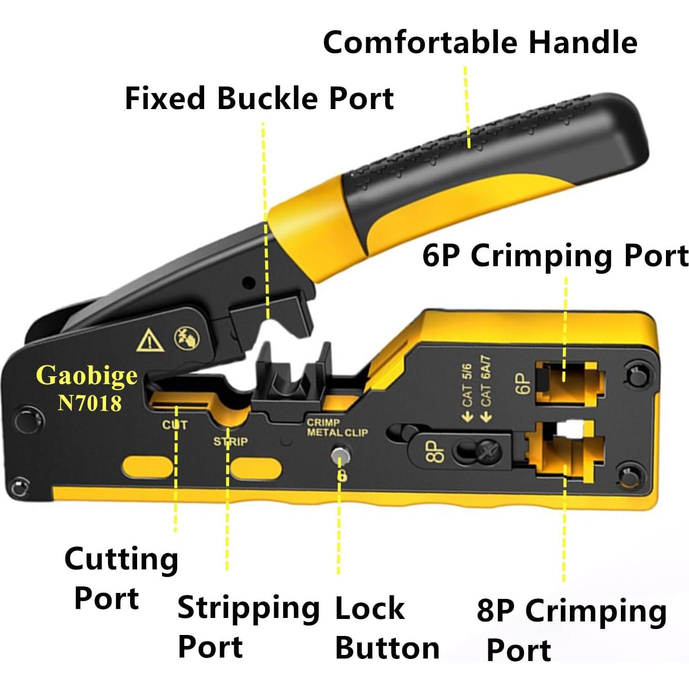 Kit de Crimpado RJ45 Gaobige Cat7 Cat6A Cat6 Cat5e Cat5