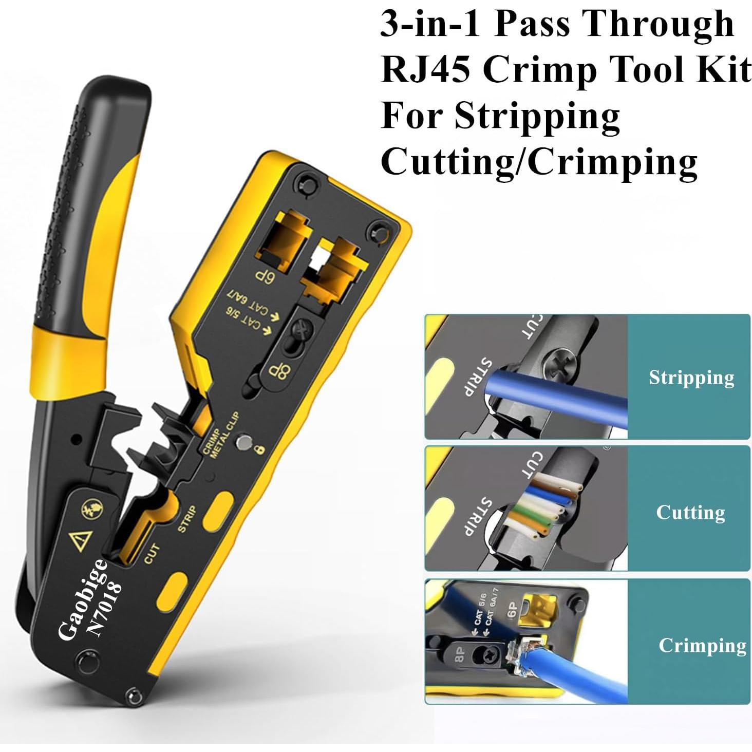 Kit de Crimpado RJ45 Gaobige Cat7 Cat6A Cat6 Cat5e Cat5
