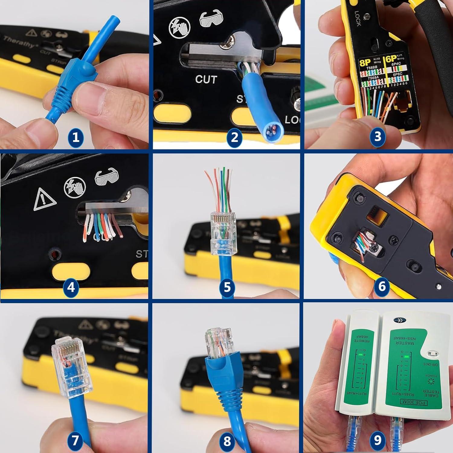 Kit de Herramienta de Crimpado RJ45 CEFOJQAO Cat5 Cat6 Cat7