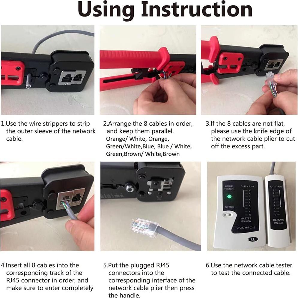 Kit Crimpador RJ45 LEATBUY-TECH con 50 Conectores y Probador