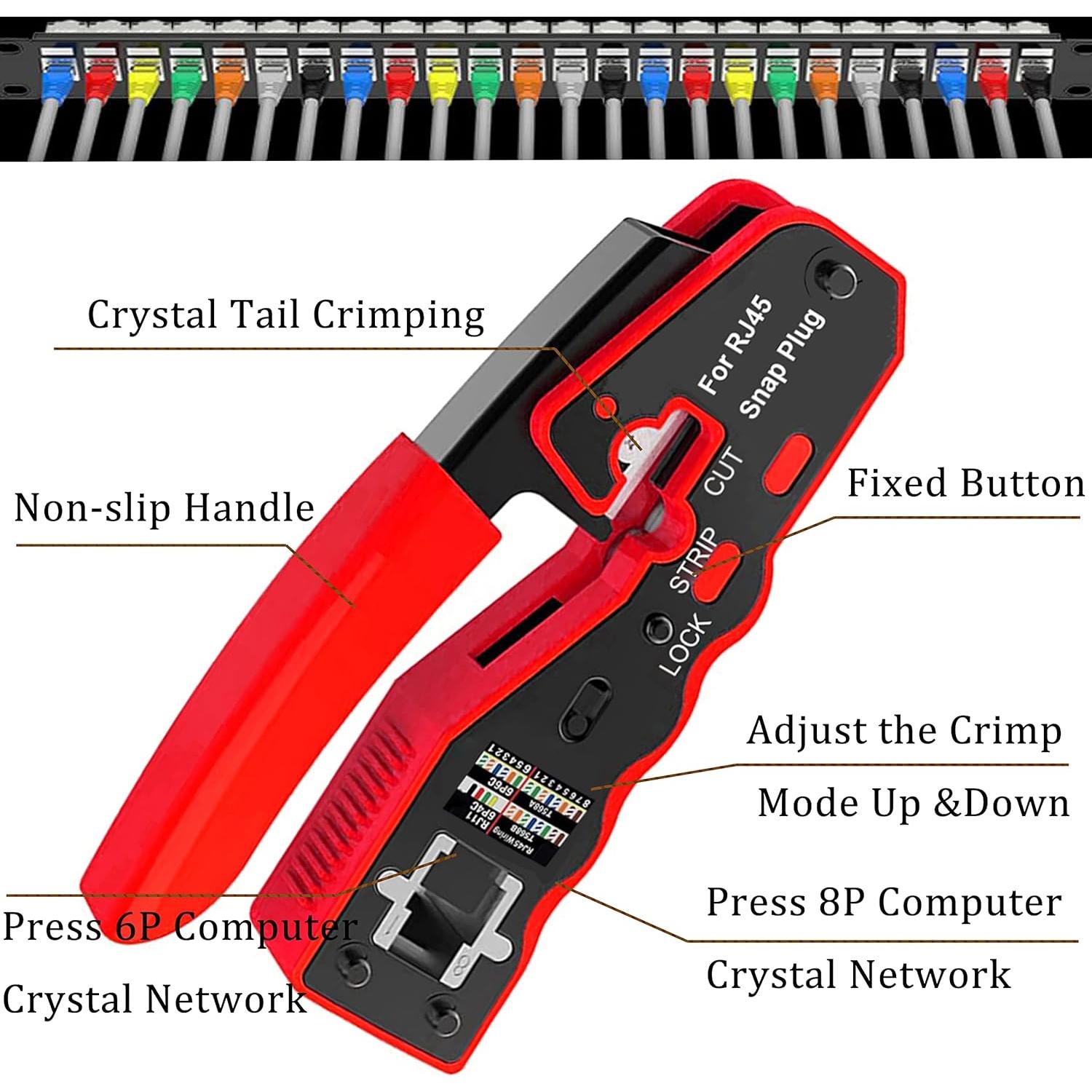 Herramienta de Crimpado RJ45 LEATBUY-TECH con 50 Conectores