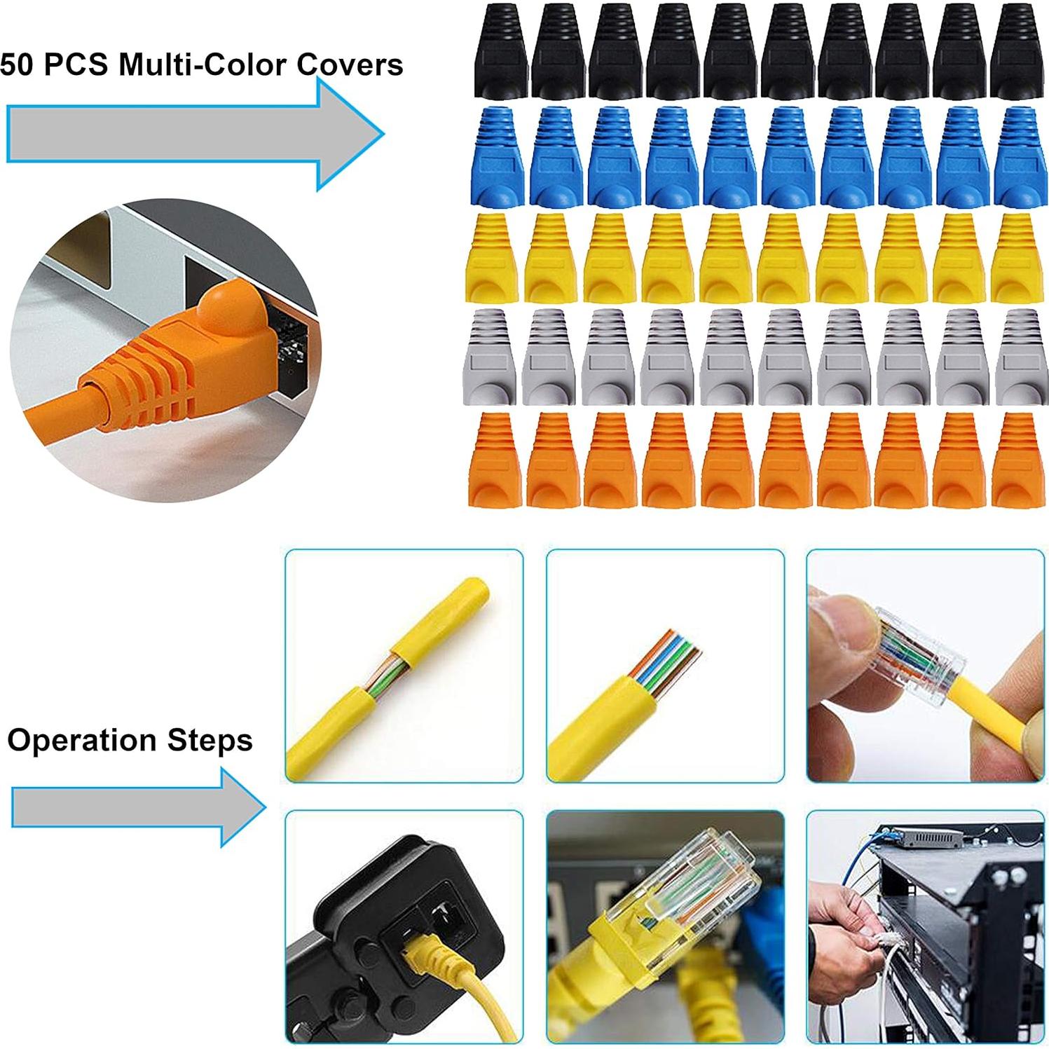 Herramienta de Crimpado RJ45 LEATBUY-TECH con 50 Conectores