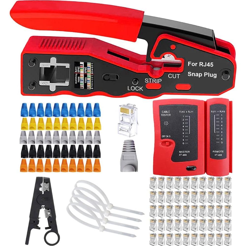 Herramienta de Crimpado RJ45 LEATBUY-TECH con 50 Conectores