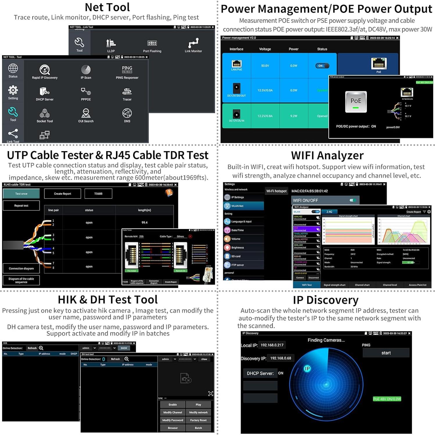 Henkion OTDR Optical Fiber Tester 1310/1550nm 28/26dB Range 150km Optic Fiber Test IPC Tester TVI/CVI/AHD/CVBS Cable Test Network Tools Connectors FC/UPC,SC,ST,LC OPM OLS LS VFL Event Map