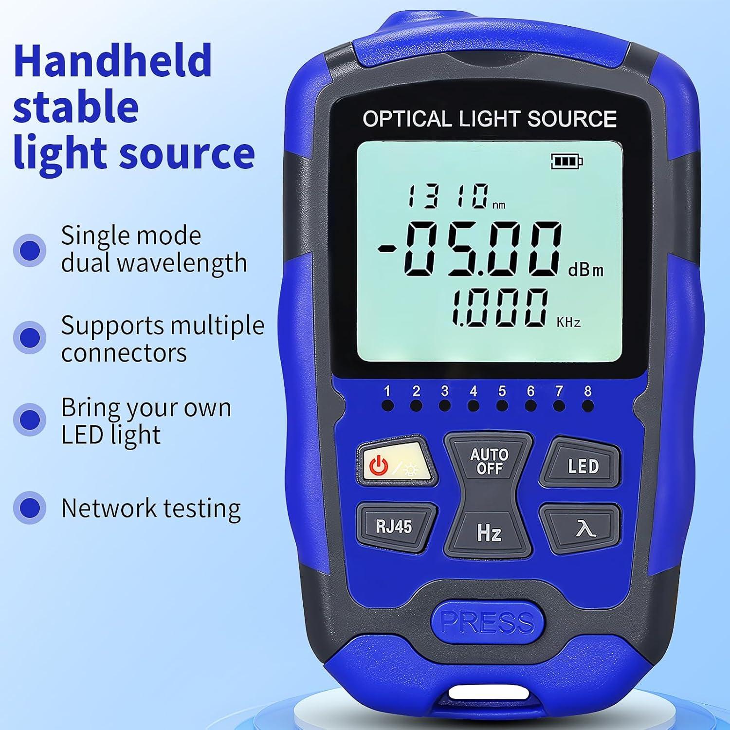 Fuente de luz de fibra óptica A-MC1315 con probador RJ45