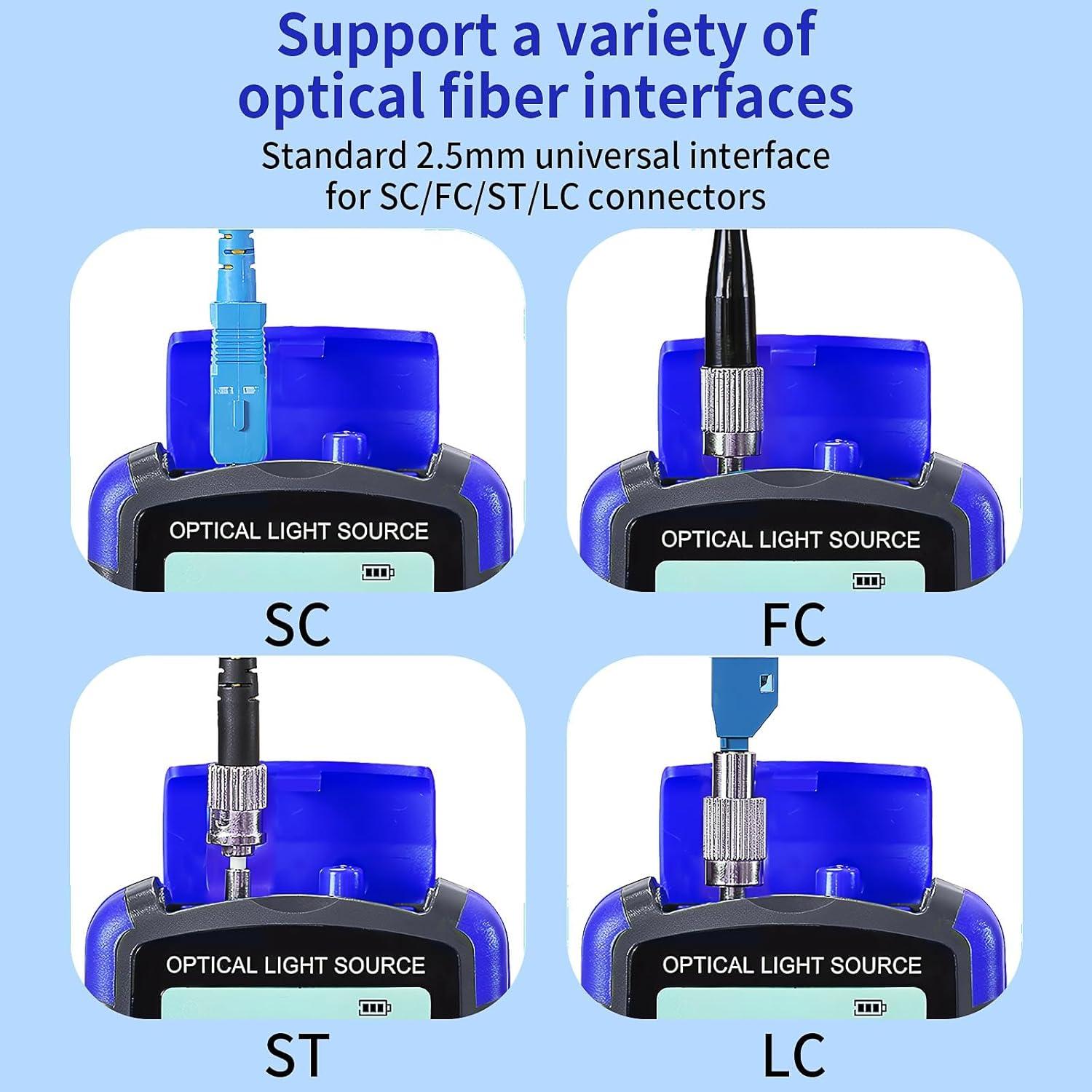 Fuente de luz de fibra óptica A-MC1315 con probador RJ45