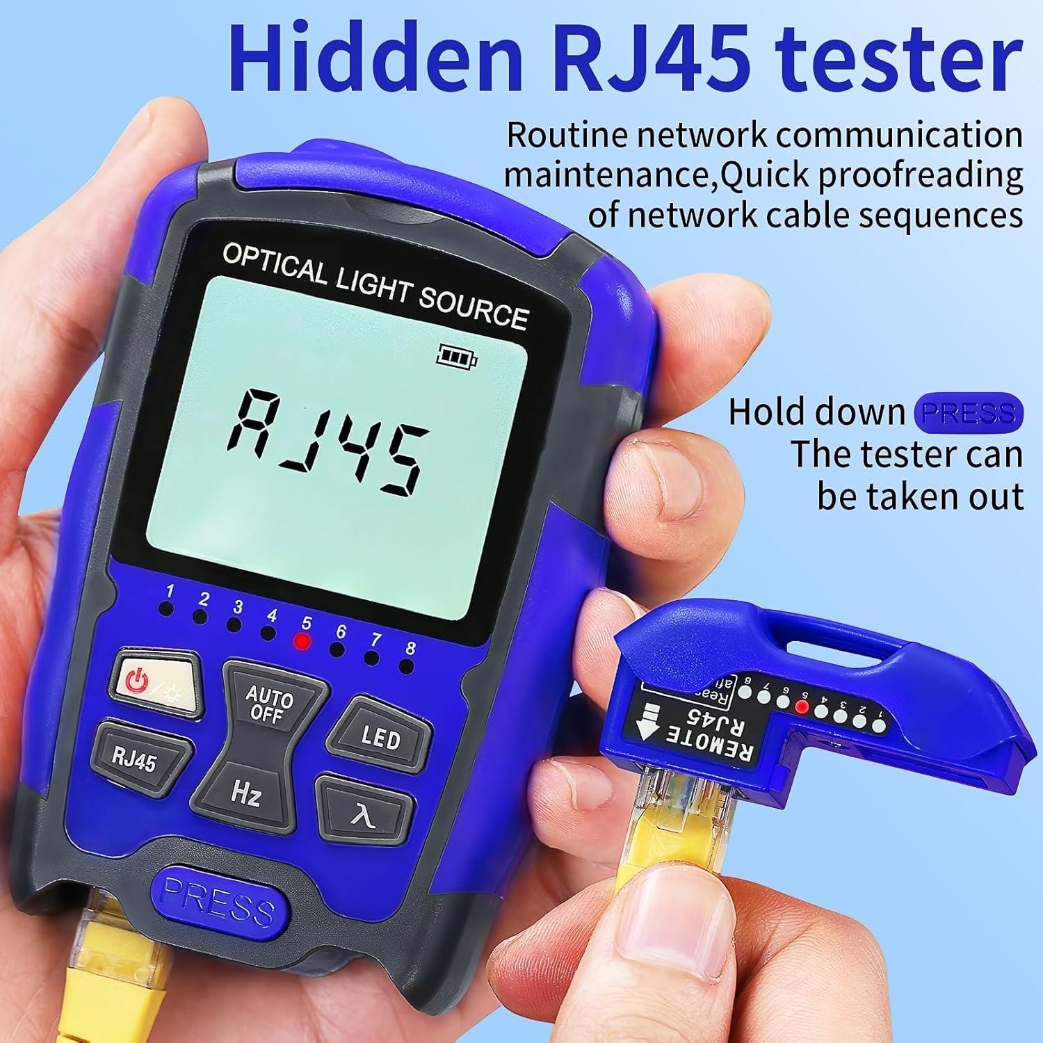 Fuente de luz de fibra óptica A-MC1315 con probador RJ45