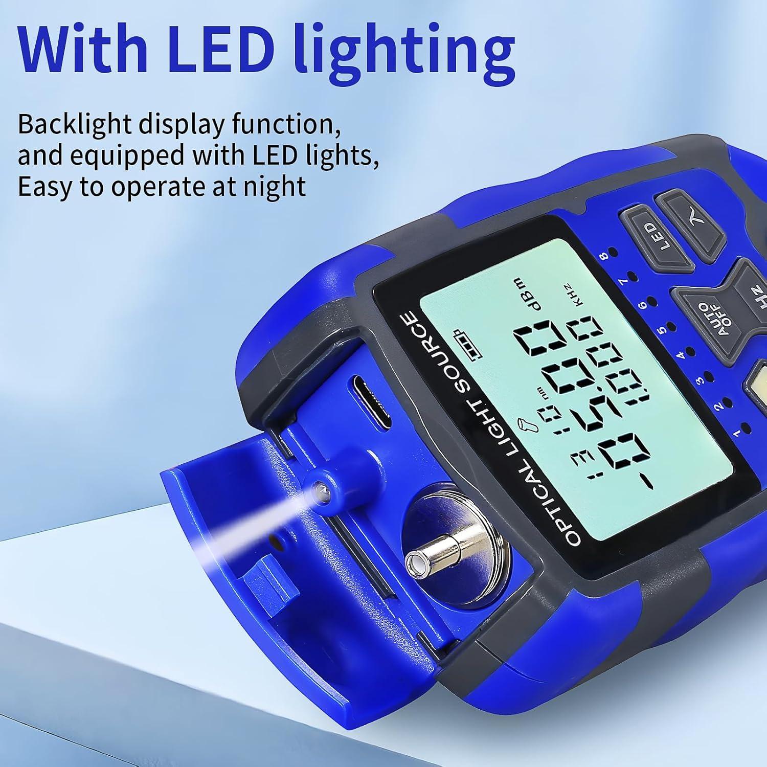 Fuente de luz de fibra óptica A-MC1315 con probador RJ45