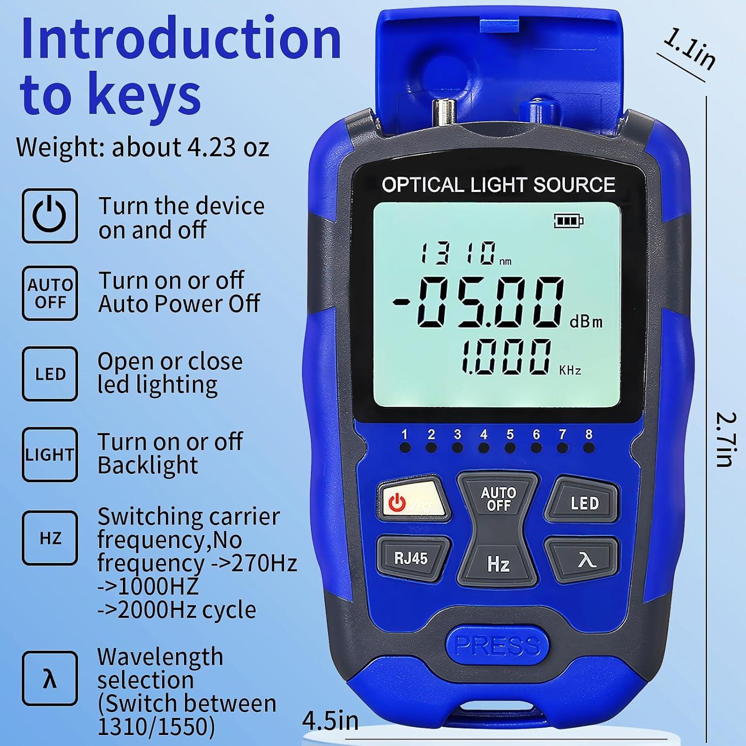 Fuente de luz de fibra óptica A-MC1315 con probador RJ45
