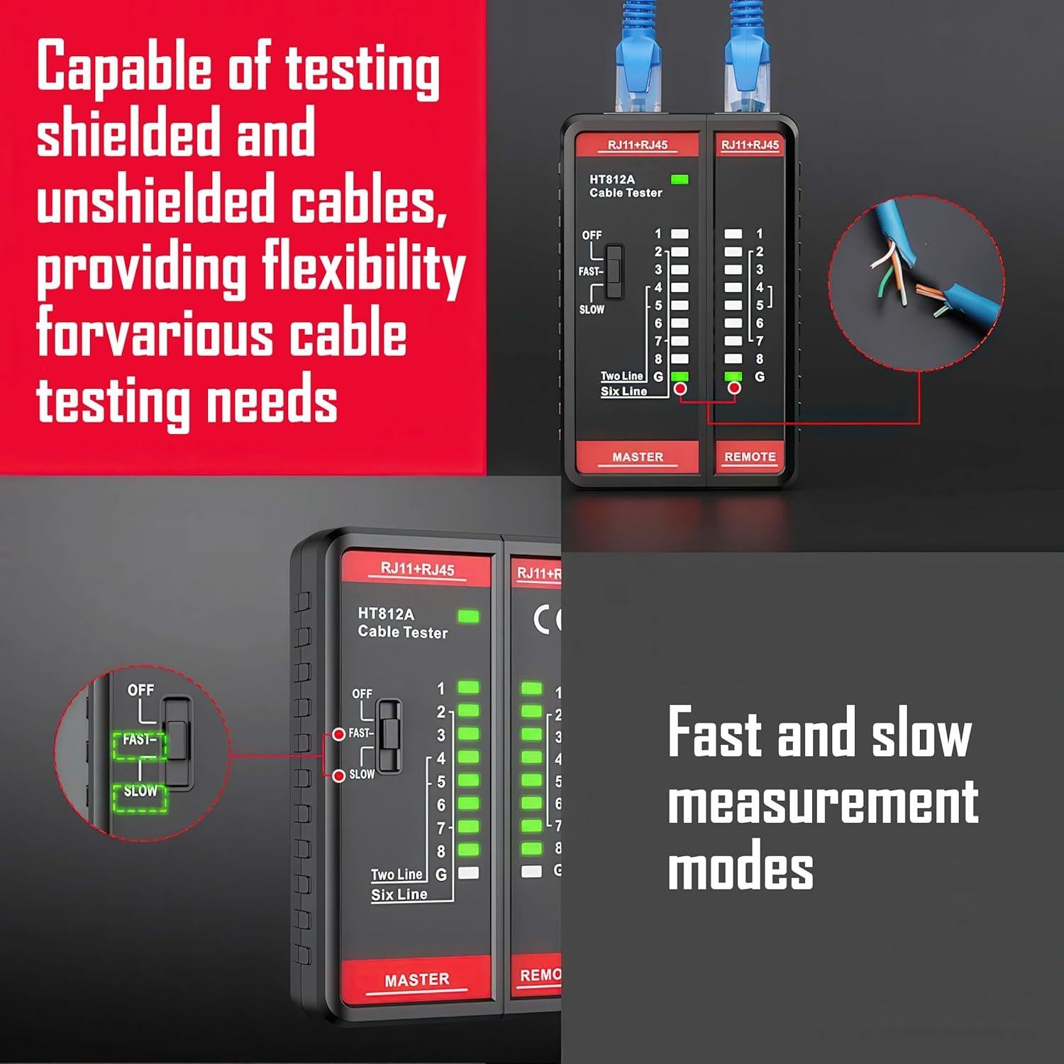 Probador de Cable de Red Intendvision RJ45 y RJ11 CAT5/CAT6