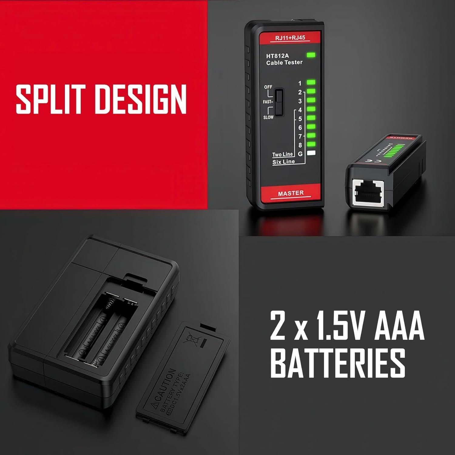 Probador de Cable de Red Intendvision RJ45 y RJ11 CAT5/CAT6