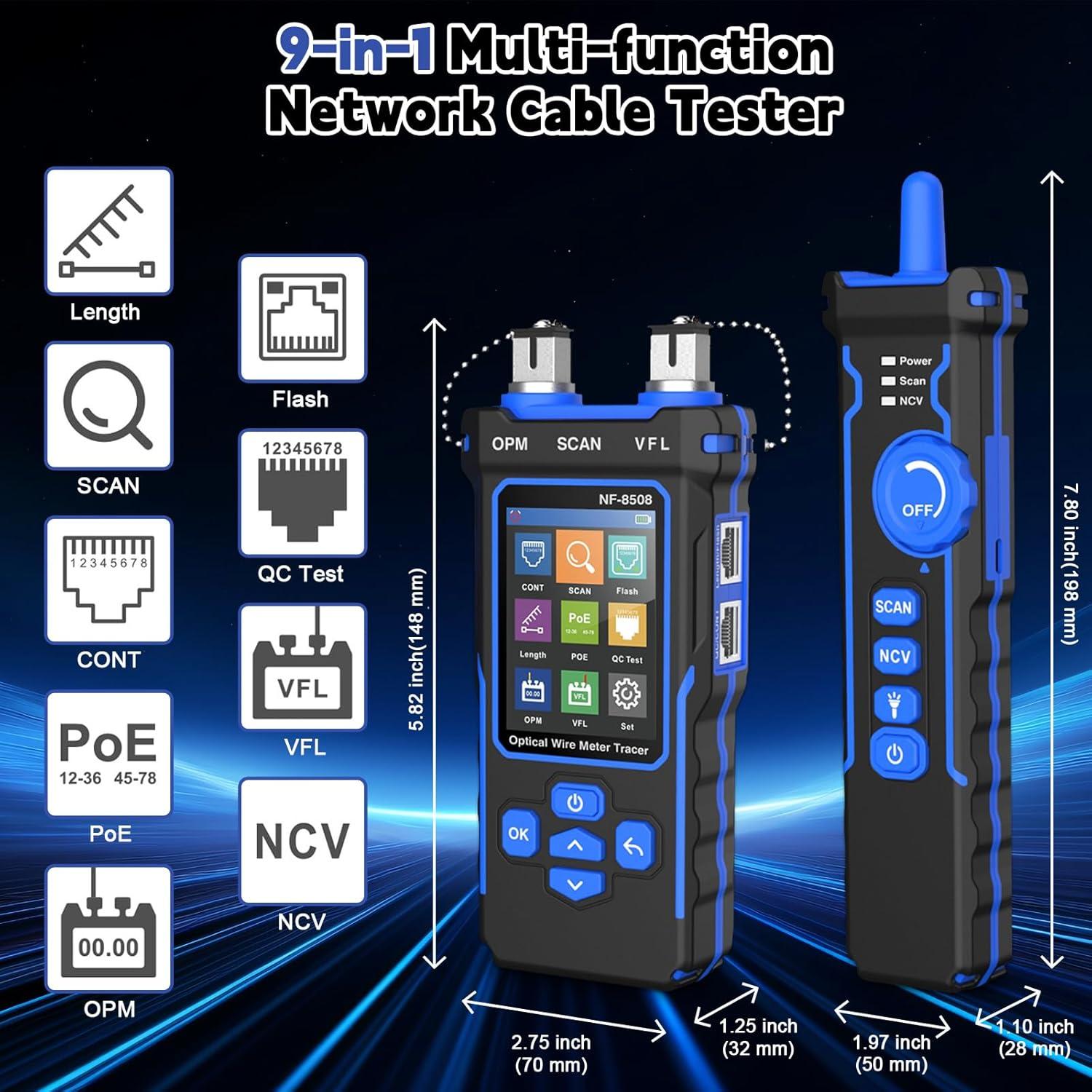 Probador de Cable de Red Bestechy NF-8508 con Medidor Óptico