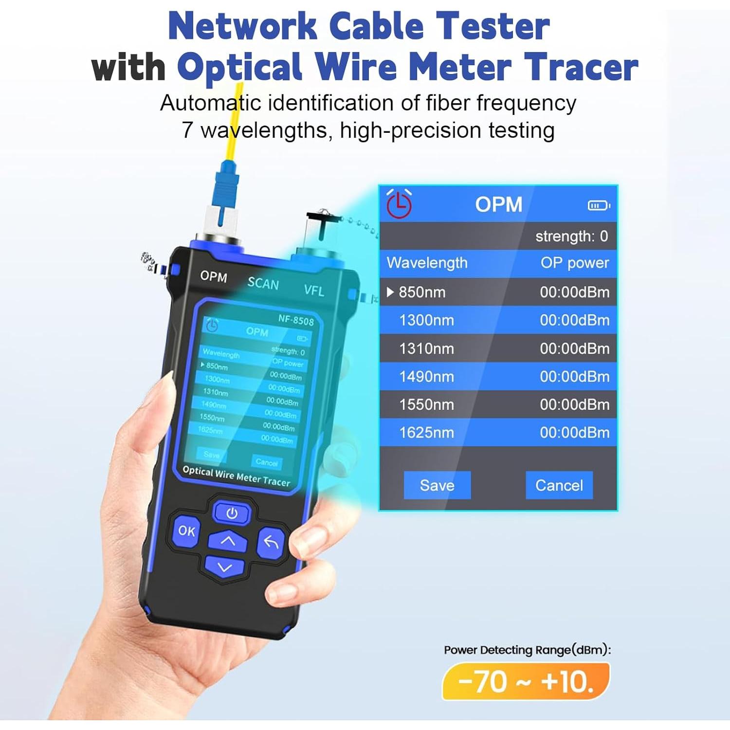 Probador de Cable de Red Bestechy NF-8508 con Medidor Óptico