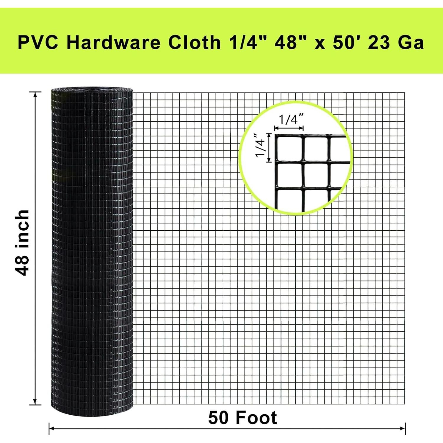 Malla de Hardware PVC Negra 121.92 x 15.24 m 23 Gauge