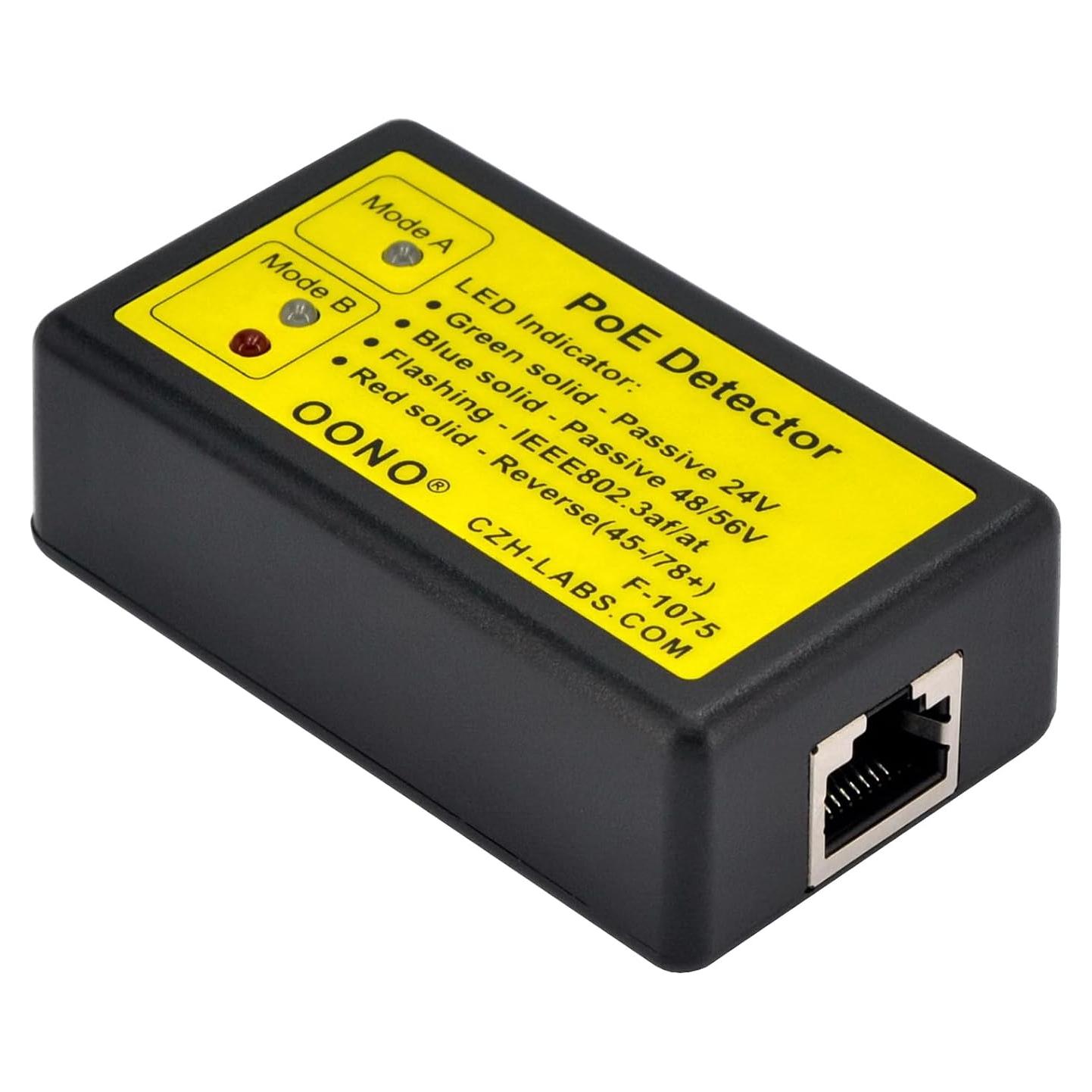 Detector PoE OONO F-1075 RJ45 Identificador 802.3af/at 24V/48V