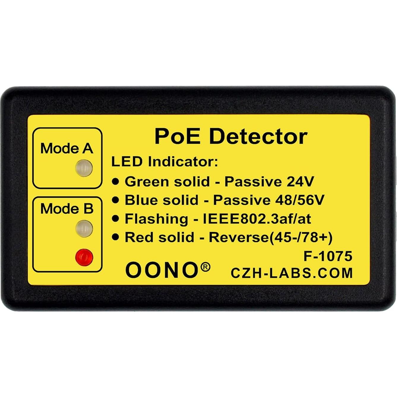 Detector PoE OONO F-1075 RJ45 Identificador 802.3af/at 24V/48V