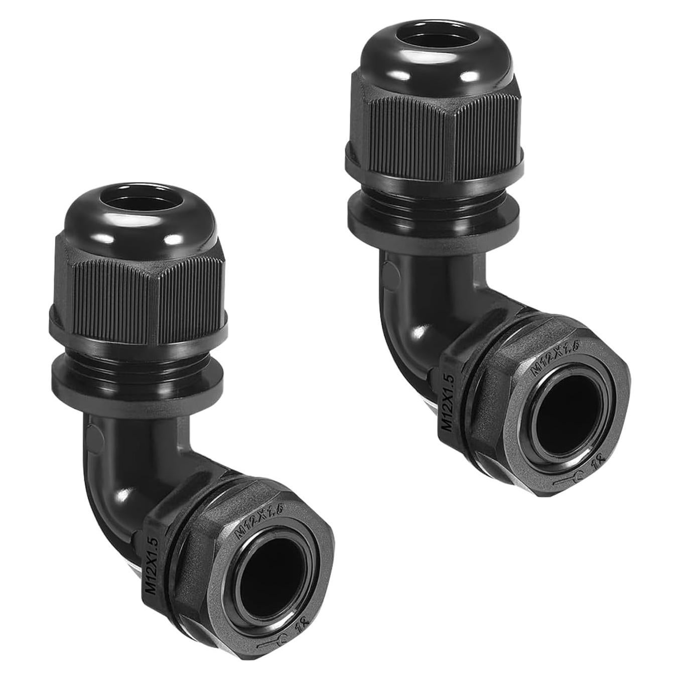 Conectores de Cable M12 LeMotech 90 Grados 4-8mm 2 Pcs Negro