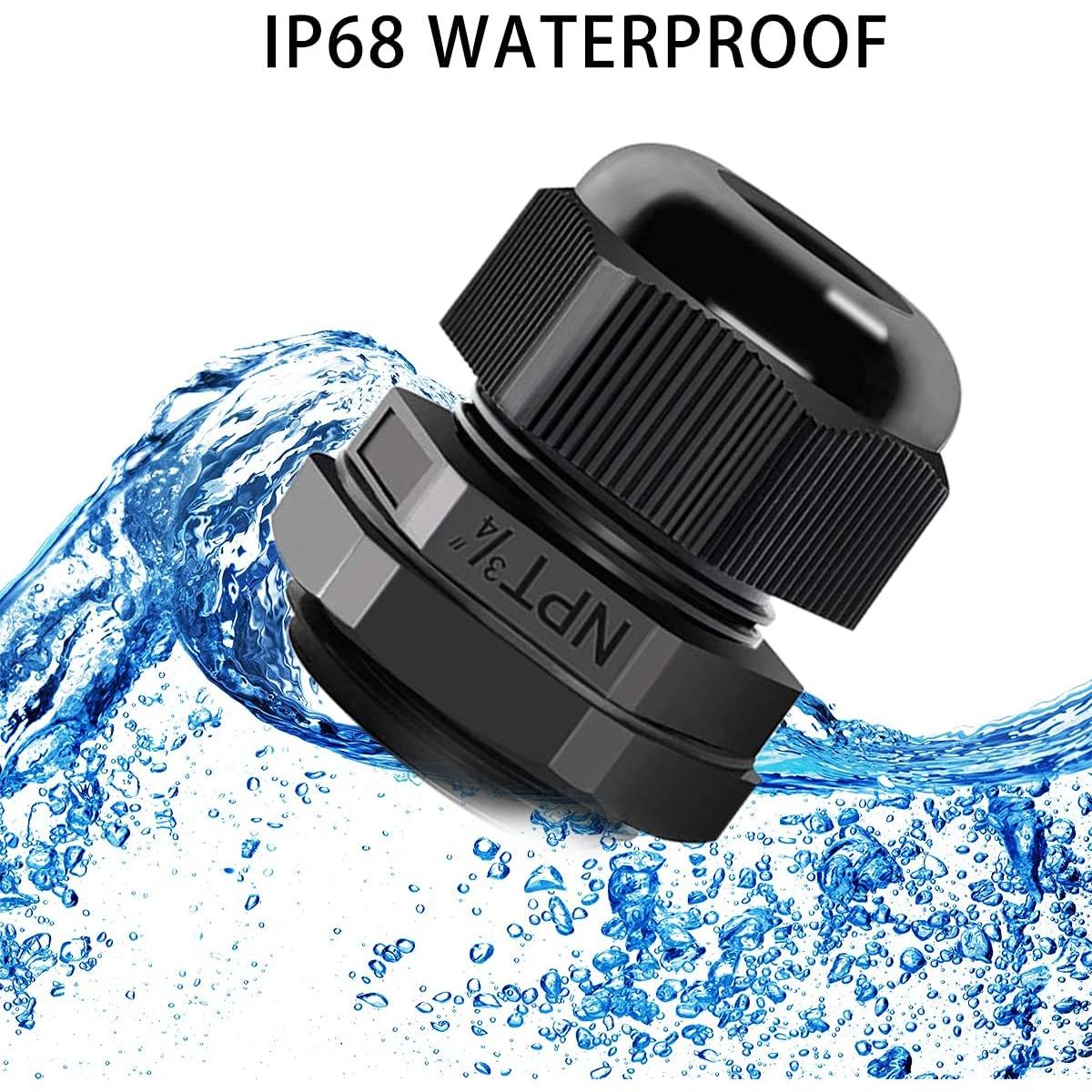 Cable Gland Otdorpatio 3/4" IP68 Impermeable 5 Pack