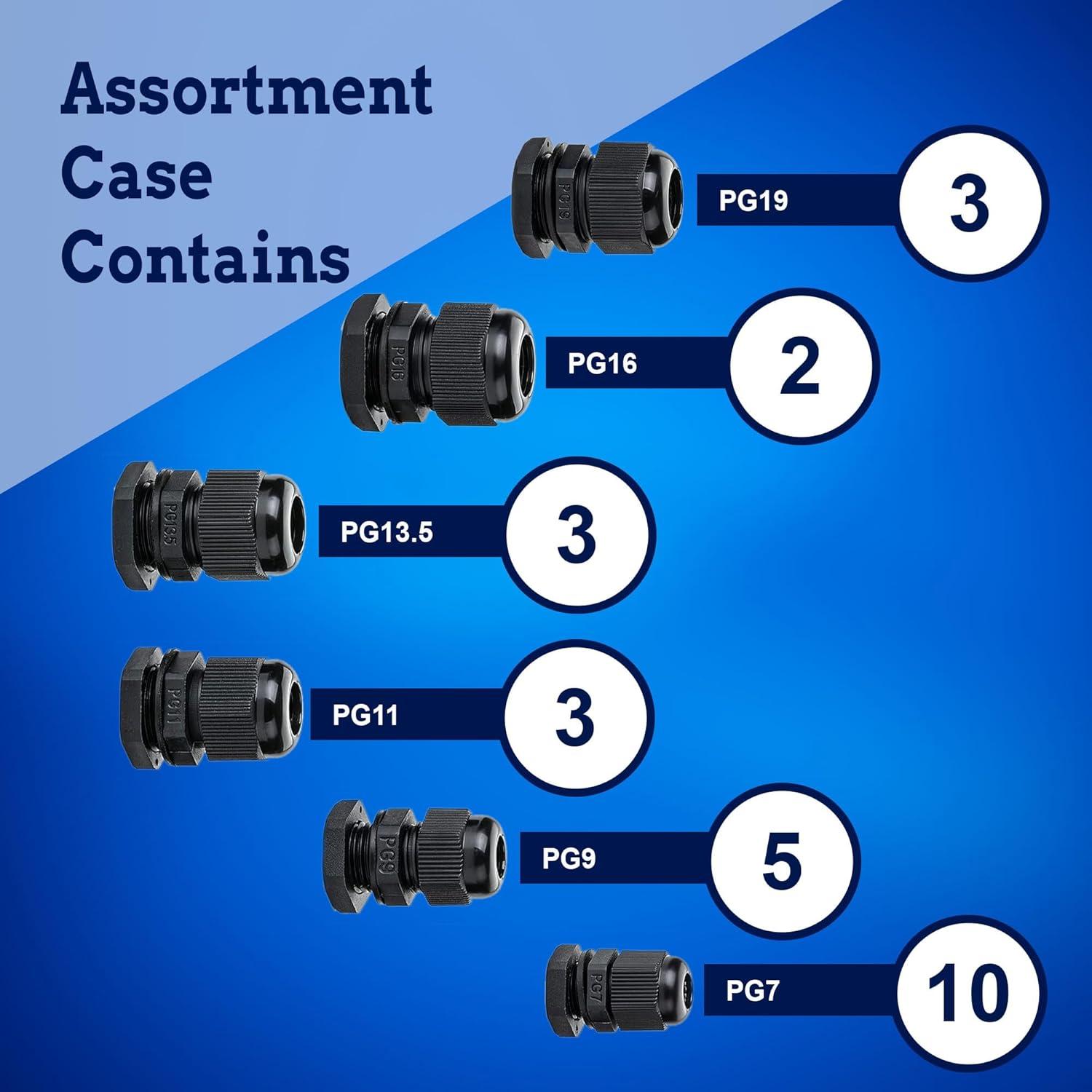 Kit 26 Garras de Cable PG Nuevo Age América Nylon IP68
