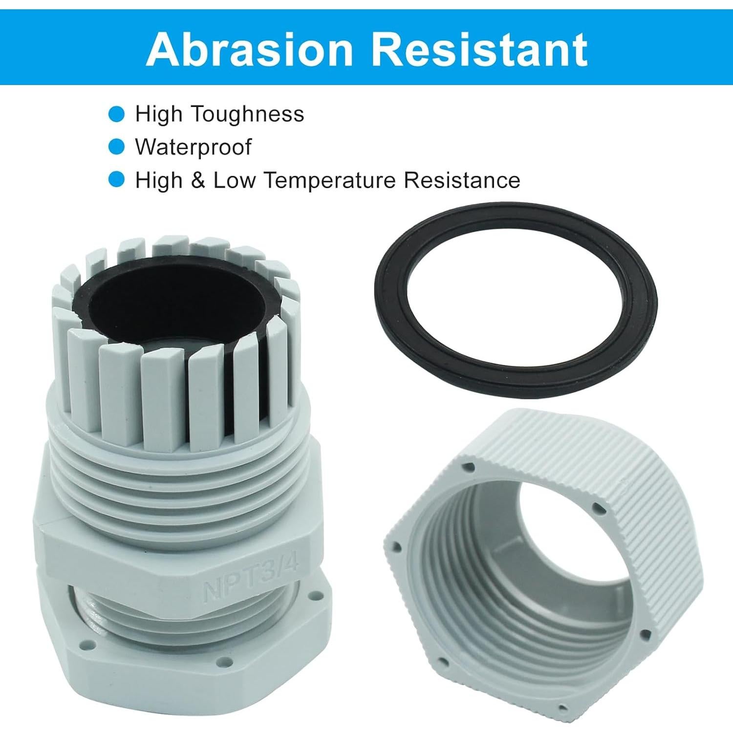 5 Conectores de Cable Impermeables NPT 3/4" PHITUODA Gris