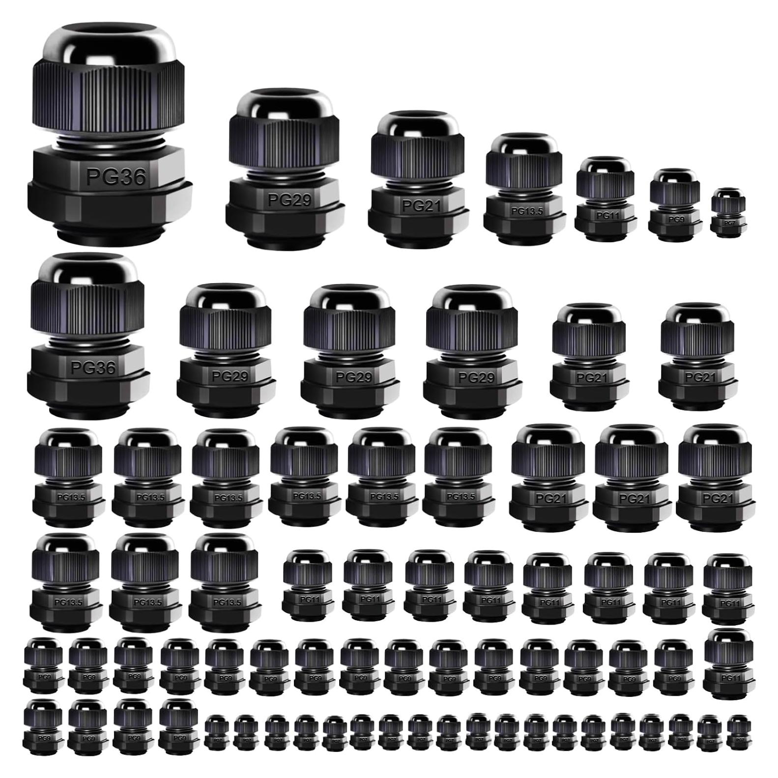 Kit de Conectores de Cable Impermeable 72 PCS Nylon IP68