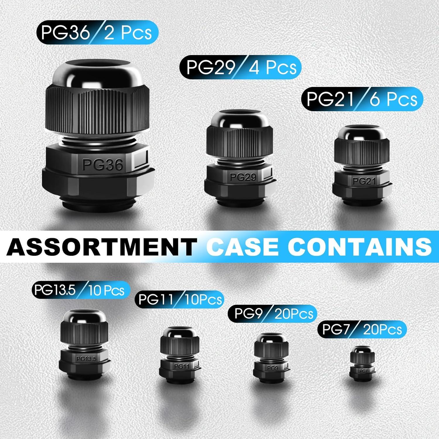 Kit de Conectores de Cable Impermeable 72 PCS Nylon IP68