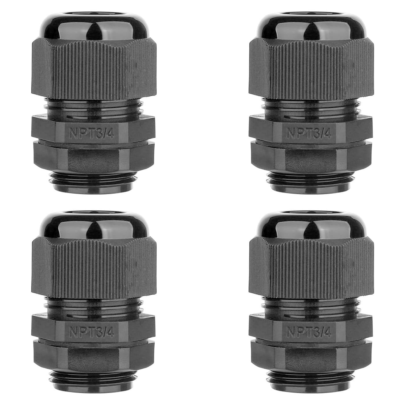 Juntas de Cable Impermeables Fielect NPT 3/4 Negro 4 Pcs 12-18mm