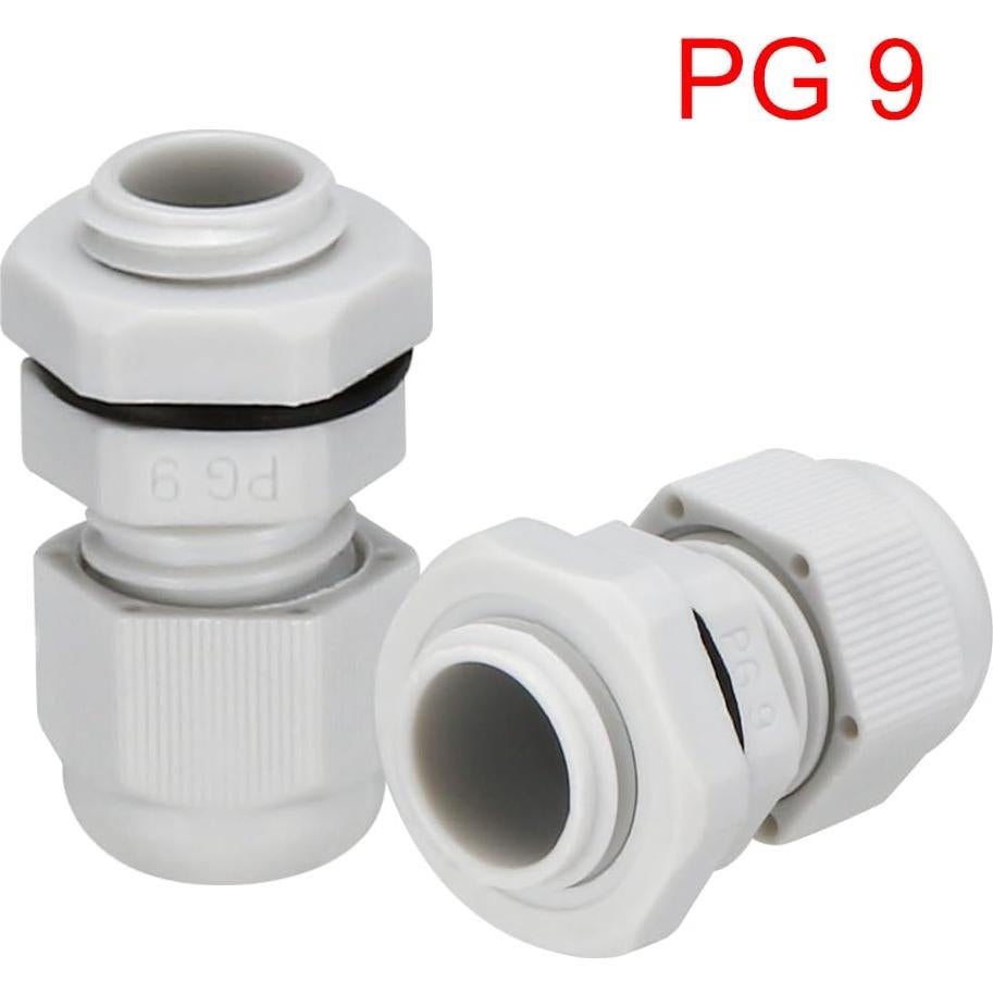 Conectores de Cable PG9 uxcell 5 Piezas Nylon Blanco 4-8mm