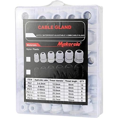 Kit de Conectores de Cable MAKERELE 45PCS Nylon Impermeable