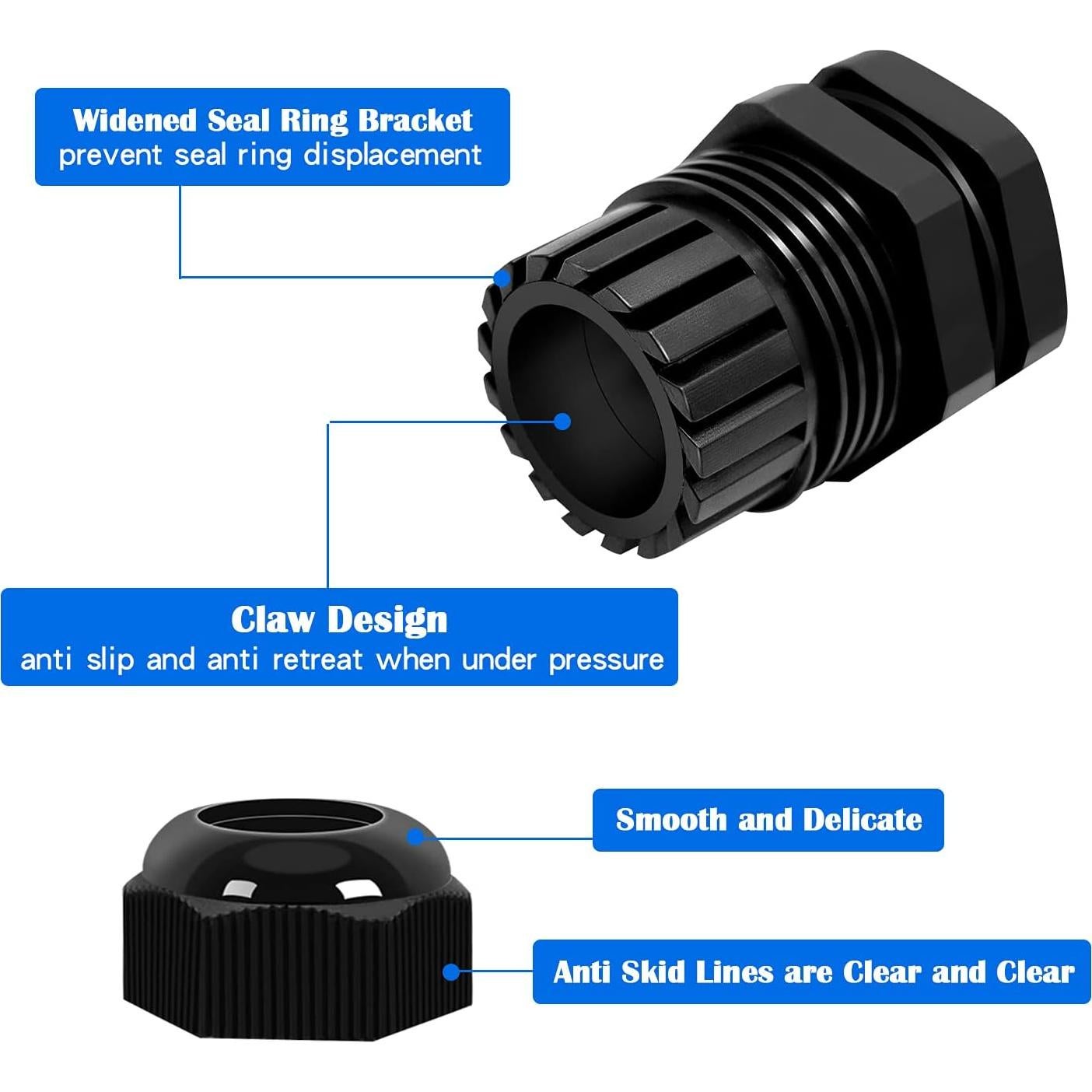 Conectores de Cable IP68 20 Piezas Dianrui Nylon Ajustables