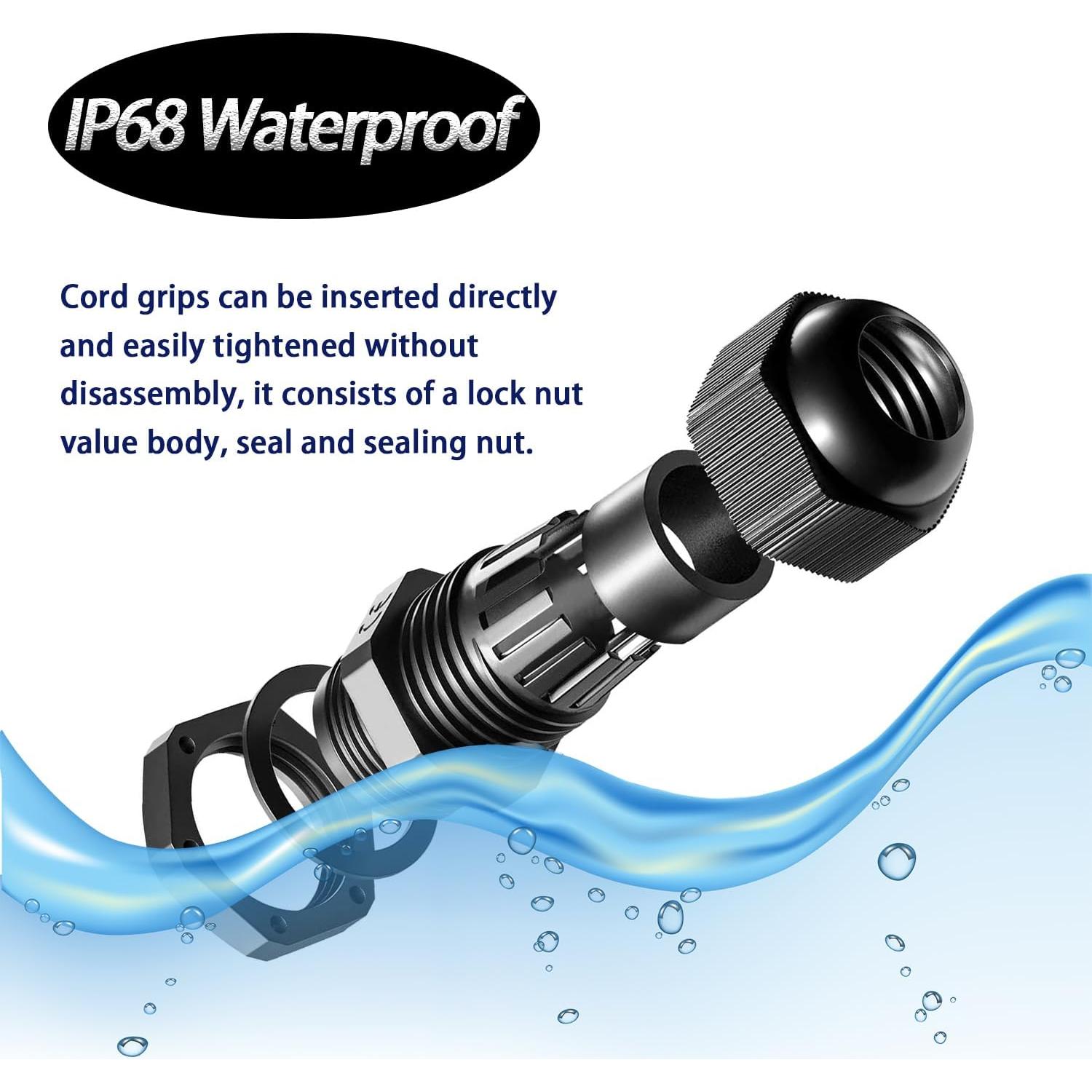 Conectores de Cable IP68 20 Piezas Dianrui Nylon Ajustables