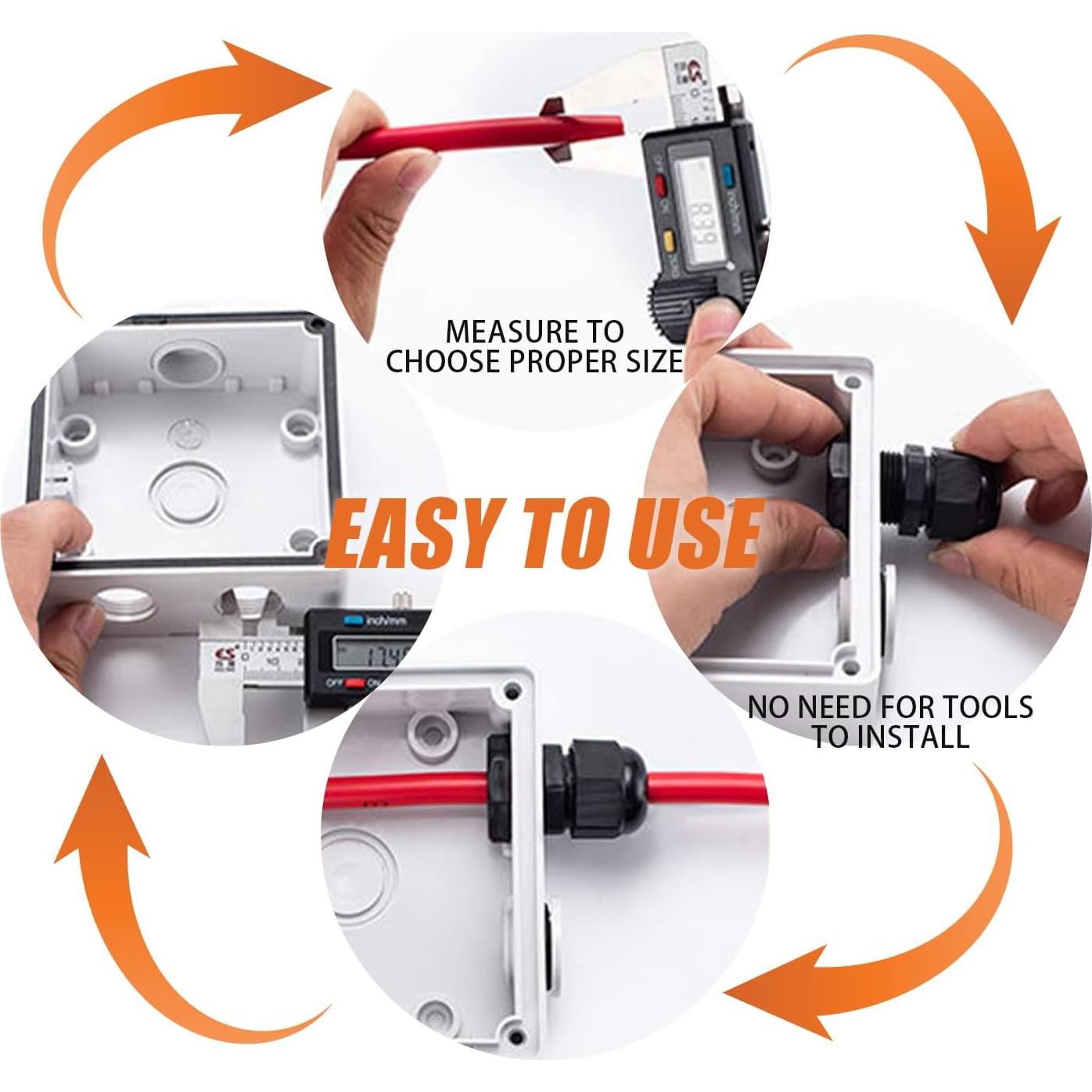 Conectores de Cable IP68 20 Piezas Dianrui Nylon Ajustables