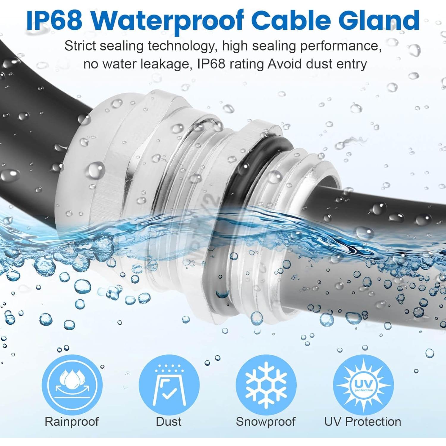 4 Piezas Cable Gland Impermeable IP68 QCG 1/2" NPT Cobre