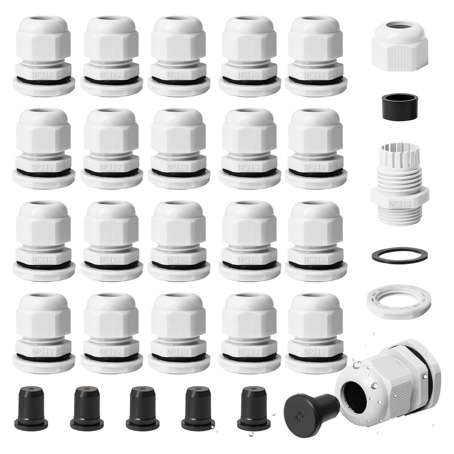 Paquete 20 Glands de Cable NPT 12mm IP68 + 10 Grommets Goma