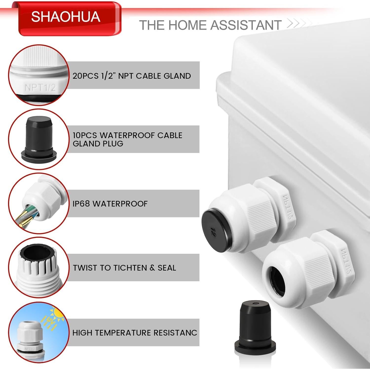 Paquete 20 Glands de Cable NPT 12mm IP68 + 10 Grommets Goma