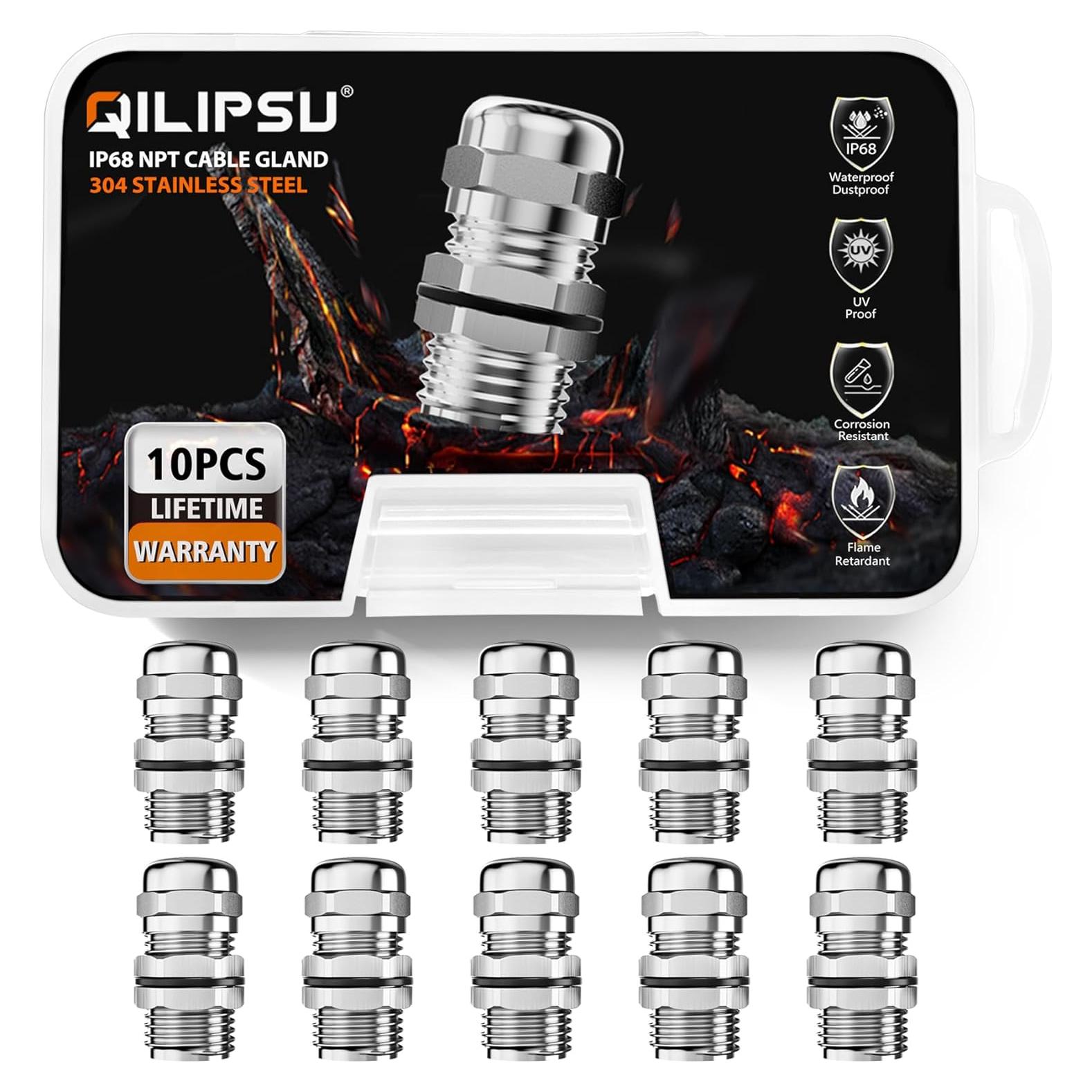 QILIPSU 10 Piezas Gland de Cable IP68 Acero Inoxidable 304