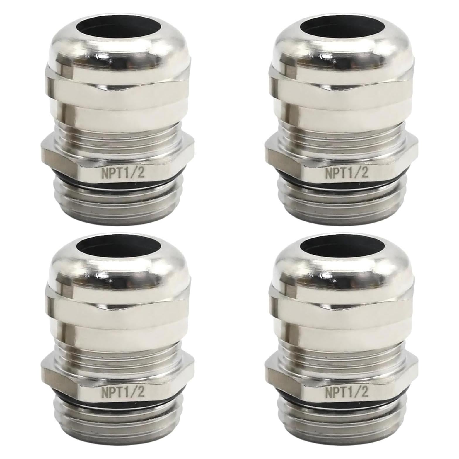 4 Piezas Conector Impermeable NPT 1/2" ZUDKSUY Cobre Niquelado