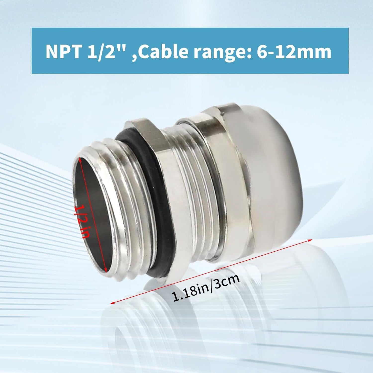 4 Piezas Conector Impermeable NPT 1/2" ZUDKSUY Cobre Niquelado